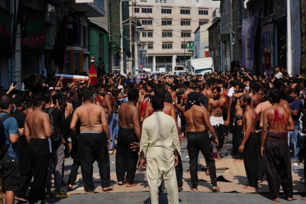 Religious ceremony of Ashura - Shiite Muslims in Piraeus.Immigrants Muslims living in Athens gathered in Piraeus to participate in the ritual of Ashura, the day is commemorated by Shia Muslims as a day of mourning for the martyrdom of Husayn ibn Ali.
Piraeus,Greece,August 19,2021.